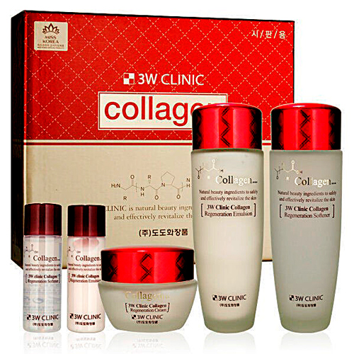 3W CLINIC Набор для ухода за лицом с коллагеном. Collagen skin care 3 items set, 150*150*60*30*30 мл.