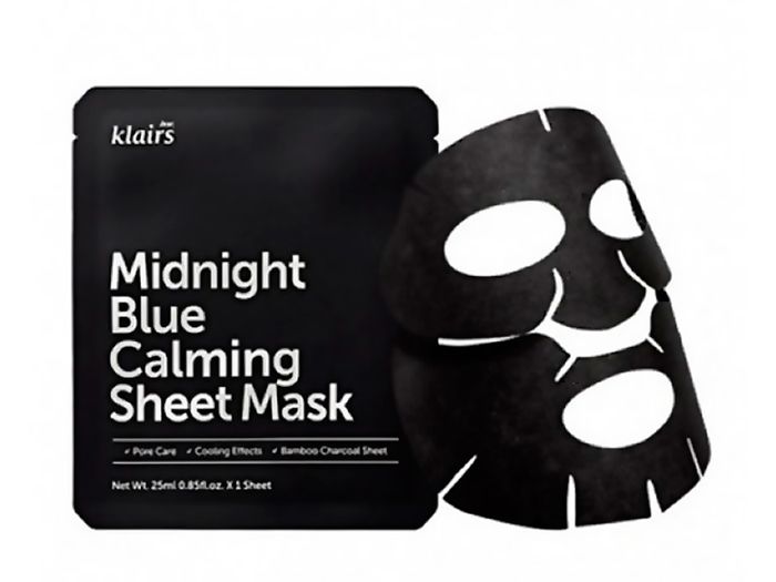 DEAR, KLAIRS Маска для лица тканевая с охлаждающим эффектом. Midnight blue calming sheet mask, 25 мл.
