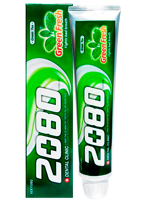 KERASYS Зубная паста с экстрактом зеленого чая мятный вкус. Dental clinic 2080 green fresh, 120 гр.
