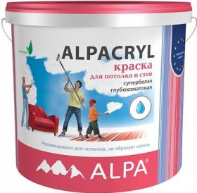 Краска для Потолков Alpa Alpacryl 5л Белая, Глубокоматовая / Альпа Альпакрил