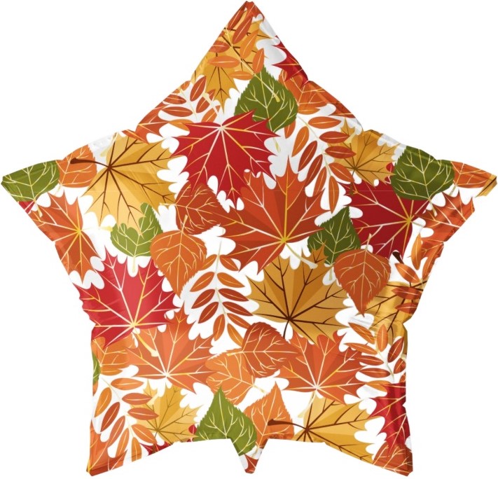 Звезда Осенние листья шар фольгированный с гелием