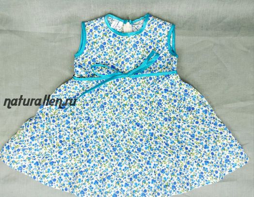 Платье детское лён/хлопок (голубое)