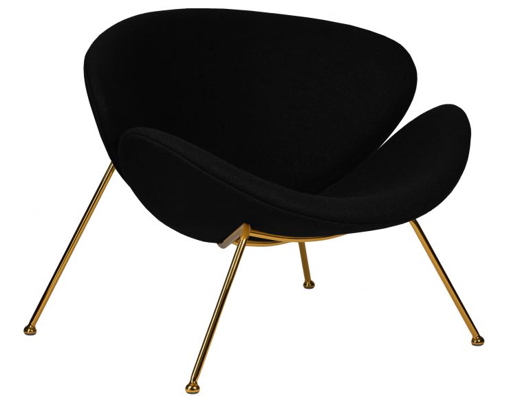 Кресло дизайнерское DOBRIN EMILY (черный ткань AF9, золотое основание)