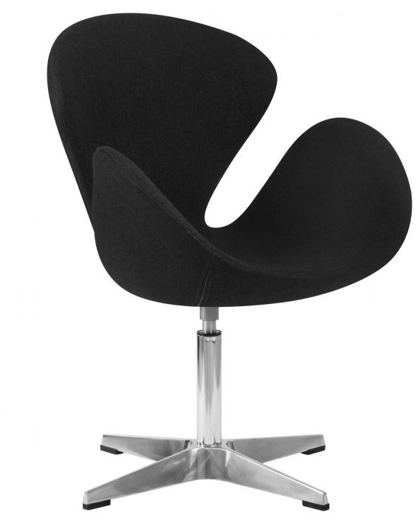 Кресло дизайнерское DOBRIN SWAN (черная ткань AF9, алюминиевое основание)