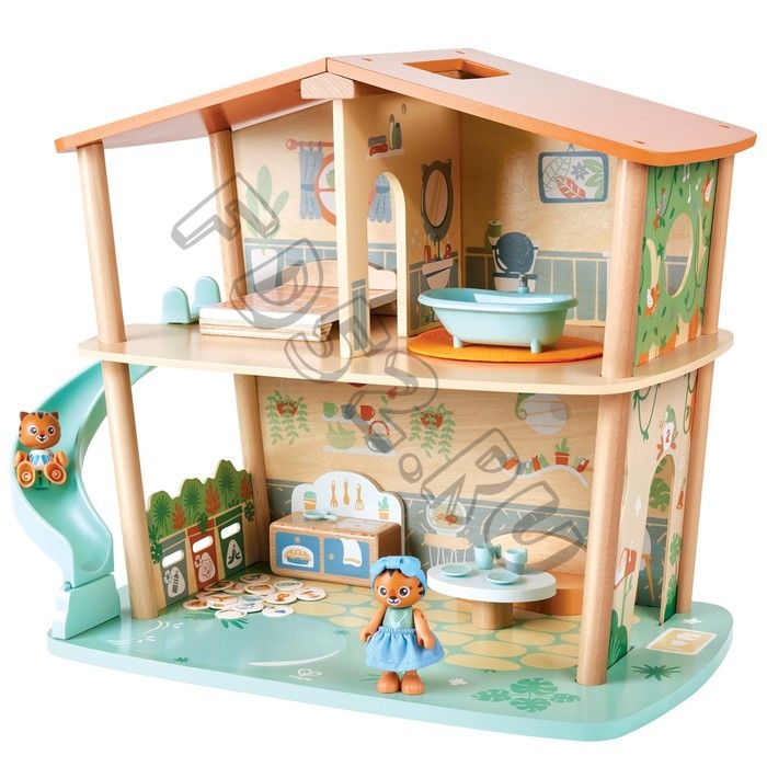 Кукольный домик «Дом в джунглях семьи тигров» с фигурками и мебелью