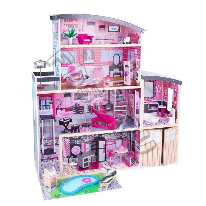 Большой кукольный дом для Барби «Сияние» с мебелью, 30 элементов