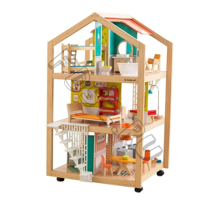 Кукольный домик «Ассембли», с мебелью 42 элемента, на колесиках