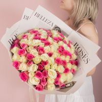 101 роза розово-белая в красивой упаковке