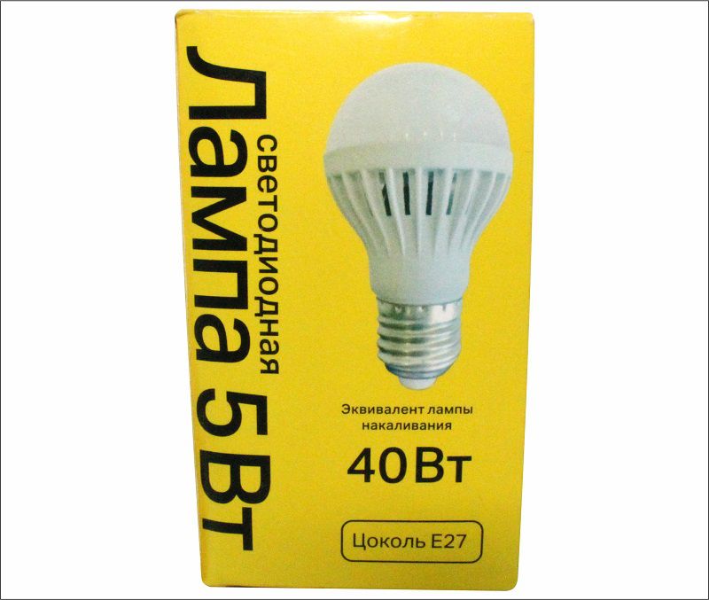 Лампа светодиодная A60, 5 Вт, E27, 300 Лм, 4200К, холодный свет