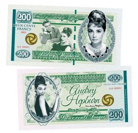 200 франков — Одри Хепберн. Завтрак у Тиффани. Франция. (Audrey Hepburn, France). Памятная банкнота. UNC Msh Oz ЯМ