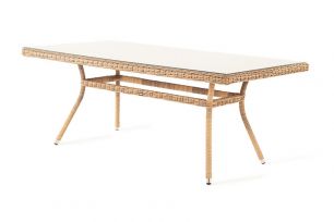 Плетеный стол "Латте" из искусственного ротанга 200х90см, цвет бежевый