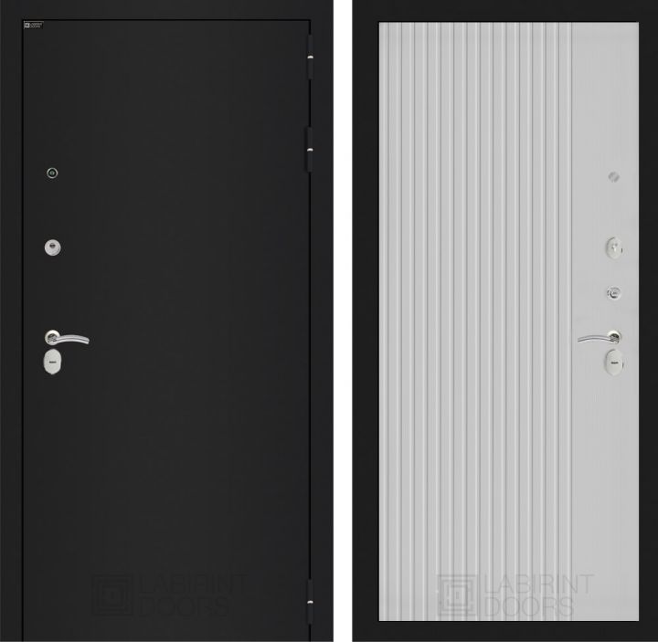 Дверь Входная Лабиринт CLASSIC шагрень черная 29 Белый софт рельеф, металлическая