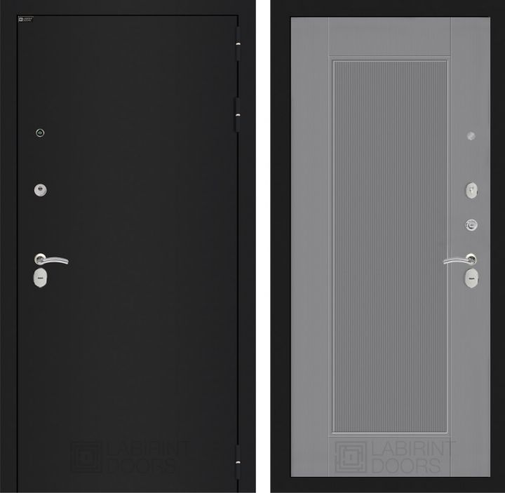 Дверь Входная Лабиринт CLASSIC шагрень черная 30 Серый софт рельеф, металлическая