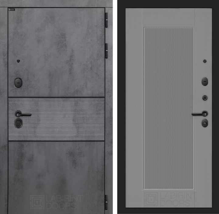 Дверь входная Лабиринт INFINITY 30 Серый софт рельеф металлическая