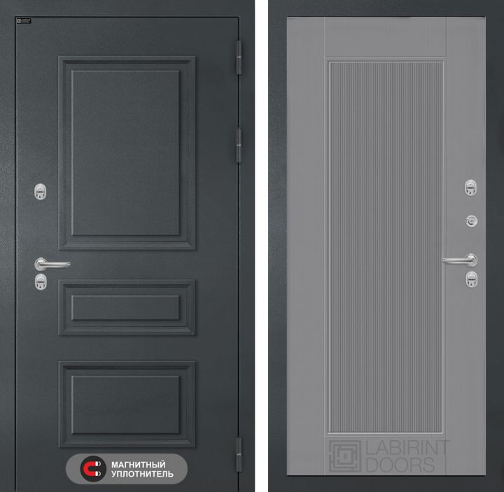 Дверь входная Лабиринт ATLANTIC 30 Серый софт рельеф металлическая