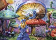 Почтовая открытка Алиса и гусеница