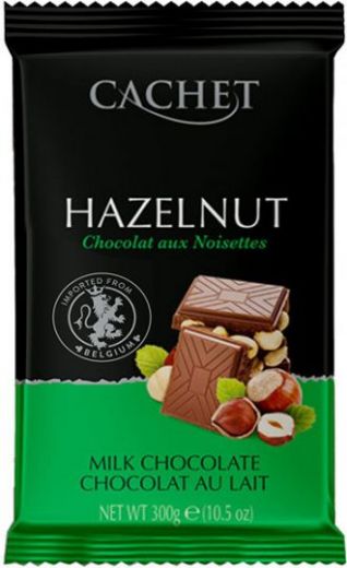 Шоколад "Cachet" Milk Chocolate with Hazelnut, 32% Cocoa, 300 г