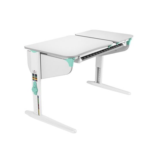 ДСУТ45-2-3 Растущий стол с лотком одноместный (ЛДСП белый, опора белый)