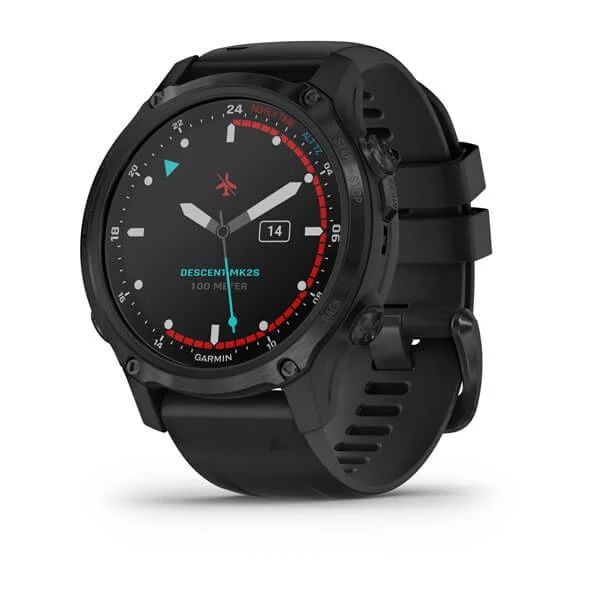 Умные часы Garmin Descent Mk2s угольно-серый корпус с DLC-покрытием, черный силиконовый ремешок фото