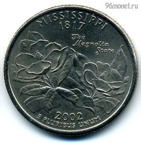 США 25 центов 2002 P Миссисипи