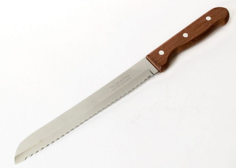 016 Нож - №8, кухонный с коричневой ручкой / Зубчатый. Арт: С04-803
