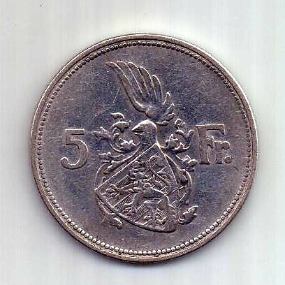 5 франков 1929 Люксенбург XF