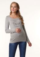 SALE! Лонгслив "Фредди" для беременных и кормящих; цвет: серый меланж/надпись