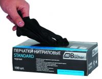 ADOLF BUCHER Перчатки нитриловые, черные СТАНДАРТ, без талька, размер XL, уп.100шт