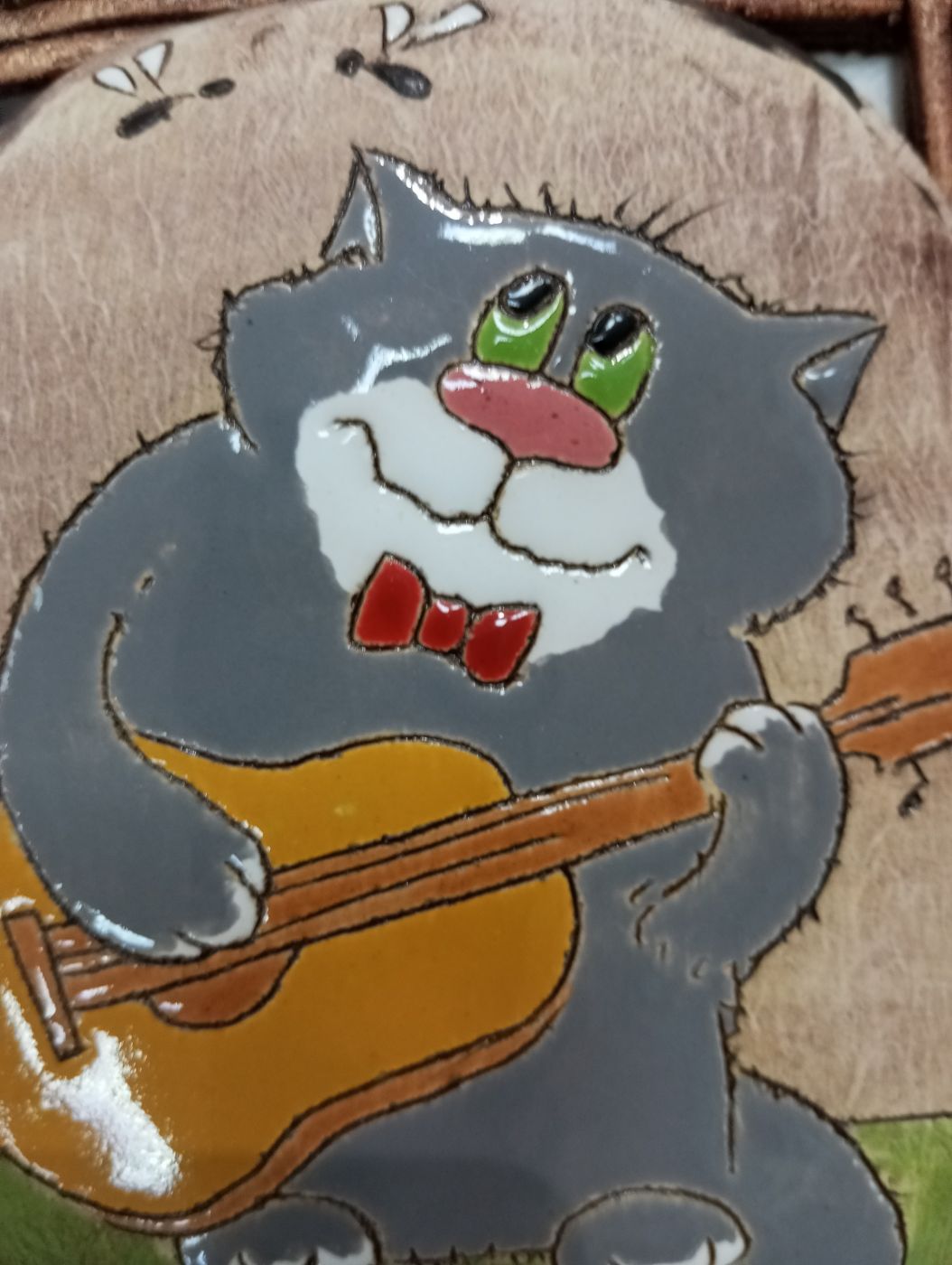 Керамическое панно "Кот с гитарой".