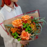Букет с французскими розами "Осенняя краса"