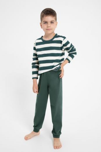 Пижама детская TARO Blake 3082-3083-01, лонгслив и брюки, зеленый