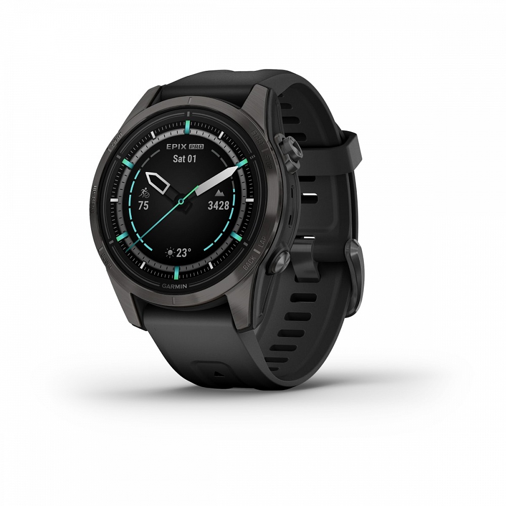 Умные часы Garmin Epix Pro (Gen 2) Sapphire Edition 42 мм, титановый, угольно-серый, DLC, черный ремешок фото