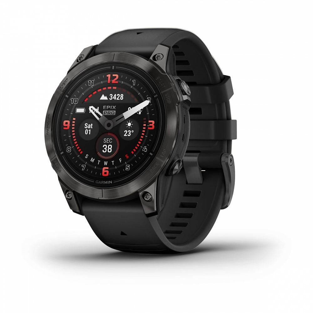Умные часы Garmin Epix Pro (Gen 2) Sapphire Edition 47 мм, титановый, угольно-серый DLC, черный ремешок фото