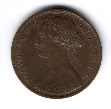 1 пенни 1861 года Великобритания XF+, редкий год