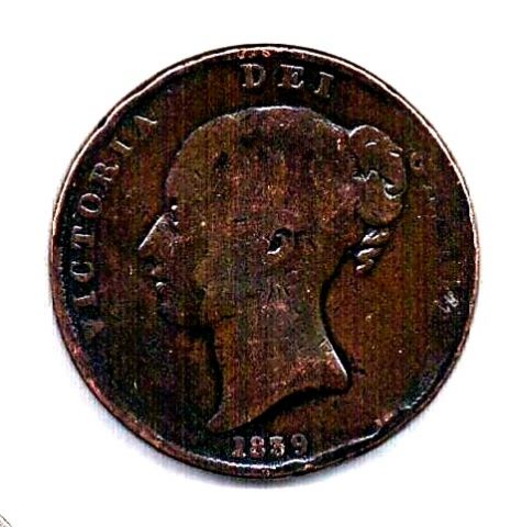 1 пенни 1839 Остров Мэн Великобритания