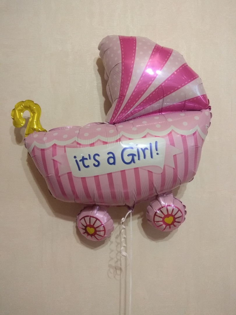 Коляска в полоску для девочки фольгированный шар с гелием