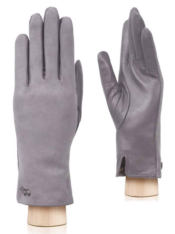 Тёмно-серые женские перчатки из кожи п/ш LB-4707-1 d.grey LABBRA