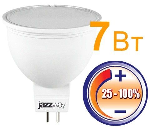 Светодиодная лампа Jazzway MR16 GU5.3 220V 7W(500lm) 3000 диммир. матовая 55x50 2K PLED-DIM JCDR .1035400