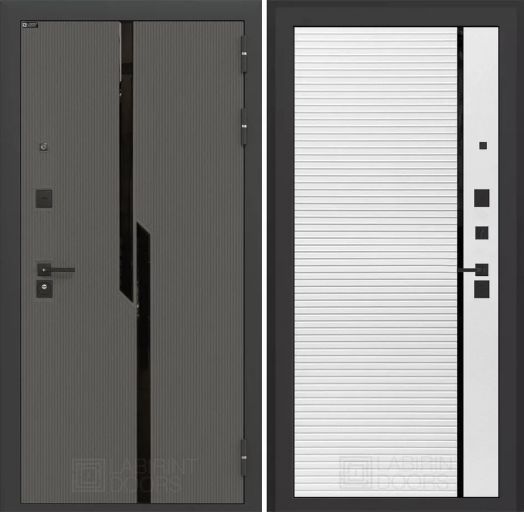 Дверь Входная Лабиринт (LABIRINT) CARBON 22 Белый софт, черная вставка