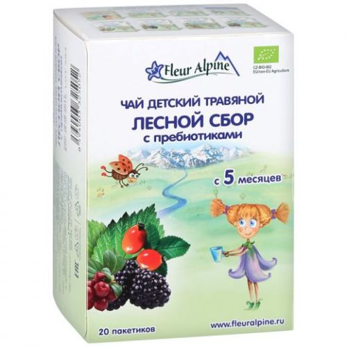 Чай Fleur Alpine Organik детский травяной Лесной сбор с пребиотиками с 5 месяцев, 20п*1,5г