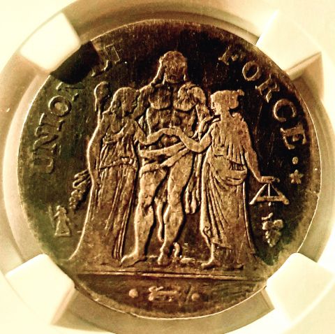 5 франков AN 6 - 1797 Франция Слаб NGC Перпиньян Q Редкость Революция