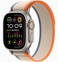Apple Watch Ultra 2 49mm Titanium Case with Orange/Beige Trail Loop