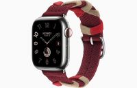 Apple Watch Hermès Series 9 41mm Silver Stainless Steel Case with Bridon Single Tour Rouge H