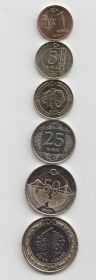 Турция Набор 6 монет 1 лира + 50, 25, 10, 5, 1 куруш UNC