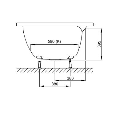 Овальная встраиваемая ванна Bette BettePool Oval 6050 164х96 схема 3