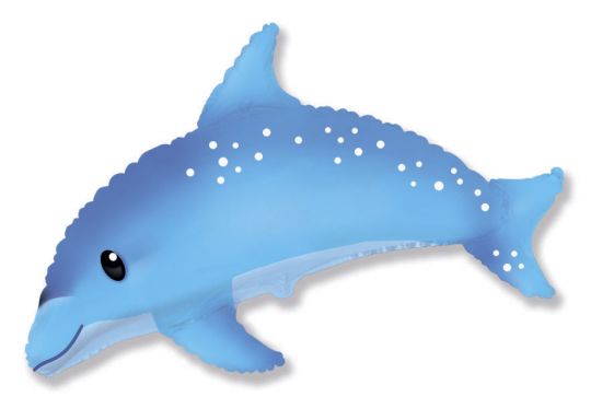 Дельфин голубой шар фольгированный с гелием