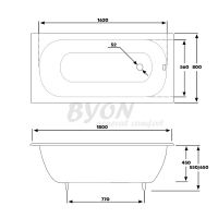 Чугунная ванна Byon 13М Maxi 180x80 Ц0000139 схема 8