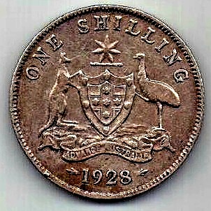 1 шиллинг 1928 Австралия Редкий год XF Великобритания