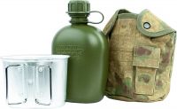Армейская фляжка с котелком Military Flask в чехле 1 литр хаки