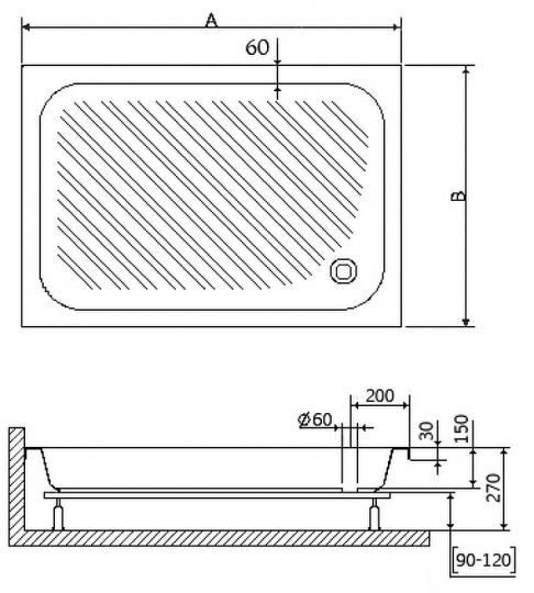 Акриловый поддон для душа RGW Acrylic B/CL-S 100x80 16180280-51 схема 5